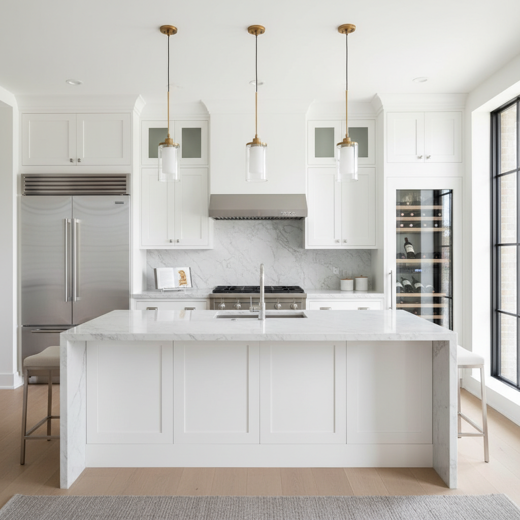 Luxury modern kitchen with premium Thermador-style appliances